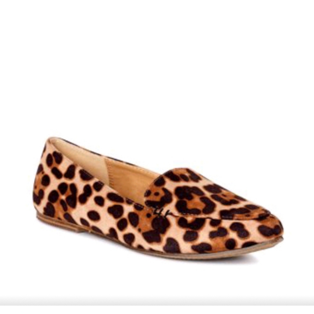 Time and Tru Leopard Print Faux Suede Loafers - Brown & Black